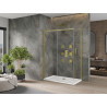 Mexen Omega Schiebetür-Duschkabine 130 x 70 cm, transparent, gold + Flat Duschwanne - 825-130-070-50-00-4010