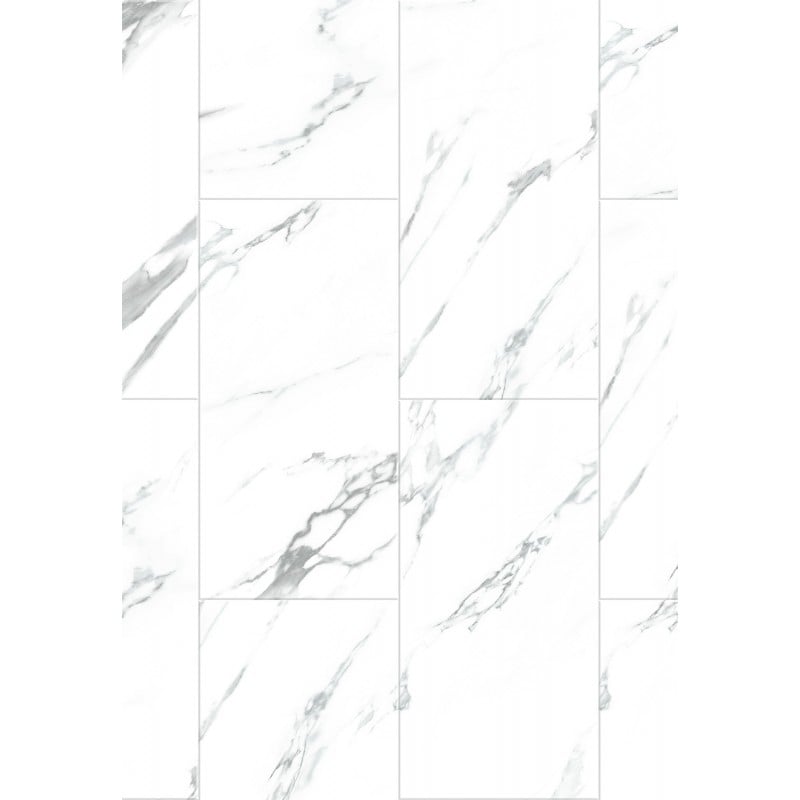 Mexen Glacier White échantillon de panneaux vinyles 610 x 305 mm SPC 6,5 mm, IXPE 1,5 mm, 4 V-Fuga, Jazz White - F1151-S
