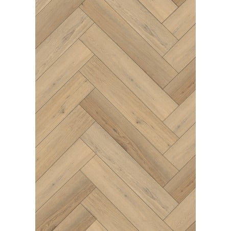 Échantillon de panneau vinyle charpente chevron 635 x 127 mm SPC 6,5 mm, sous-couche 1,5 mm, 4 V-Fuge, Chêne - F1184-S