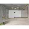 Mexen Omega cabine de douche coulissante 130 x 70 cm, transparente, or + receveur Flat - 825-130-070-50-00-4010