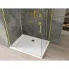 Mexen Omega Dusche Kabine Schiebetür 130 x 90 cm, transparent, gold + Duschwanne Flat - 825-130-090-50-00-4010