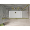 Mexen Omega cabina de ducha deslizante 140 x 70 cm, transparente, dorada + plato de ducha Flat - 825-140-070-50-00-4010