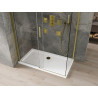 Mexen Omega Schiebeduschkabine 140 x 70 cm, transparent, Gold + Flat Duschwanne - 825-140-070-50-00-4010