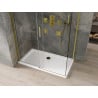 Mexen Omega kabina prysznicowa rozsuwana 140 x 80 cm, transparent, złota + brodzik Flat - 825-140-080-50-00-4010