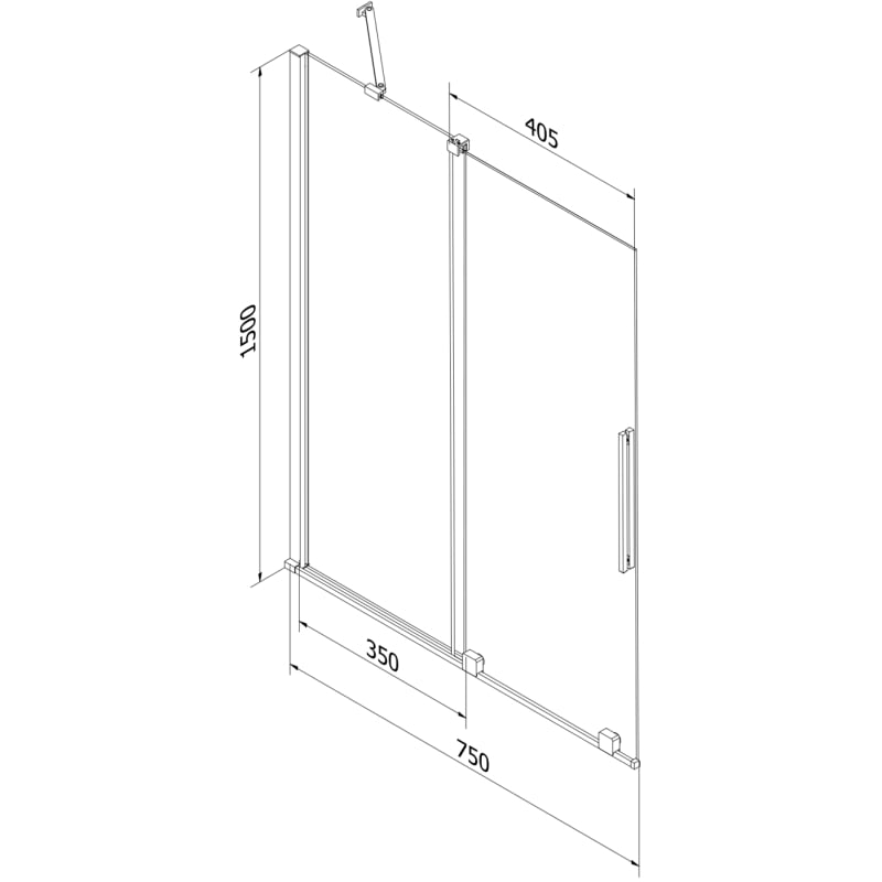 Mexen Velar parawan nawannowy 2-skrzydłowy rozsuwany 75 x 150 cm, transparent, nikiel szczotkowany - 896-075-000-01-97