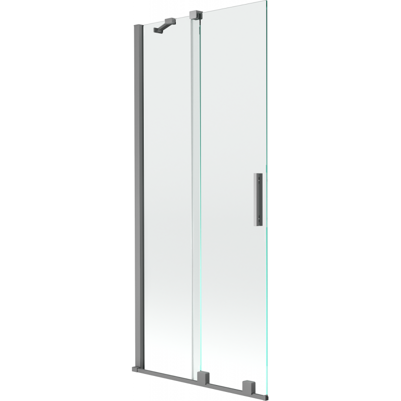 Mexen Velar Badewannenaufsatz, 2-flügelig, verschiebbar, 80 x 150 cm, transparent, Gun Metal - 896-080-000-01-95