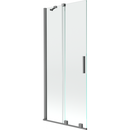 Mexen Velar Badewannenaufsatz, 2-flügelig, verschiebbar, 80 x 150 cm, transparent, Gun Metal - 896-080-000-01-95