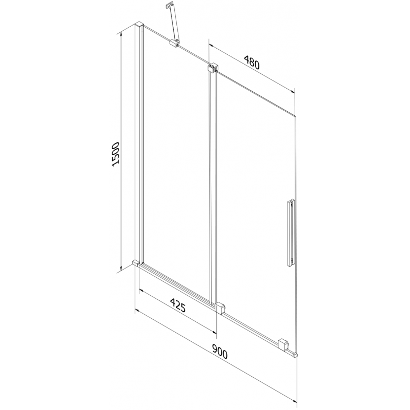 Mexen Velar parawan nawannowy 2-skrzydłowy rozsuwany 90 x 150 cm, transparent, gun metal - 896-090-000-01-95