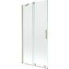 Mexen Velar Badewannenabtrennung 2-flügelig, 95 x 150 cm, transparent, gebürsteter Nickel - 896-095-000-01-97