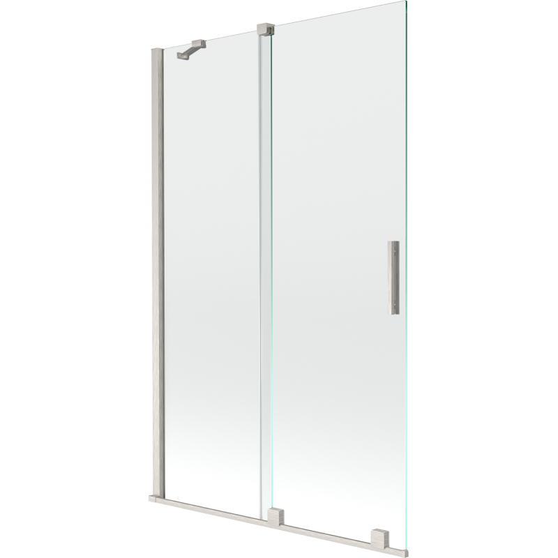 Mexen Velar Badewannenfaltwand 2-flügelig verschiebbar 110 x 150 cm, transparent, gebürstetes Nickel - 896-110-000-01-97
