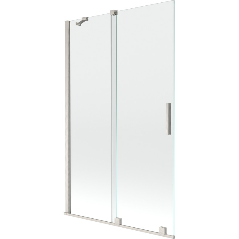 Mexen Velar vannitoa eraldussein, 2-osaline liuguks 110 x 150 cm, läbipaistev, harjatud nikkel - 896-110-000-01-97