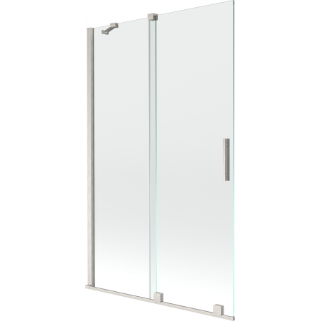 Mexen Velar Badewannenfaltwand 2-flügelig verschiebbar 110 x 150 cm, transparent, gebürstetes Nickel - 896-110-000-01-97