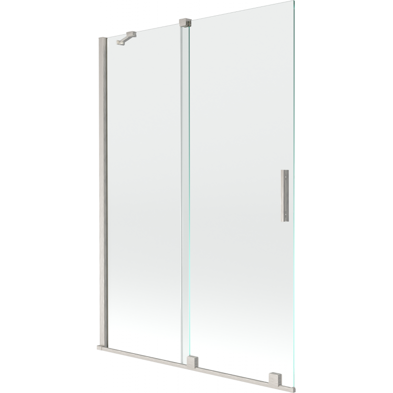 Mexen Velar Badewannenfaltwand 2-flügelig verschiebbar 120 x 150 cm, transparent, gebürstetes Nickel - 896-120-000-01-97