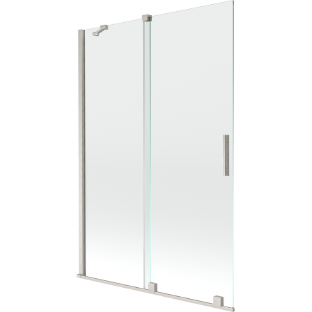 Mexen Velar Badewannenfaltwand 2-flügelig verschiebbar 120 x 150 cm, transparent, gebürstetes Nickel - 896-120-000-01-97