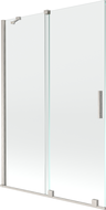 Mexen Velar duschvägg med tvådelad skjutdörr 120 x 150 cm, transparent, borstad nickel - 896-120-000-01-97