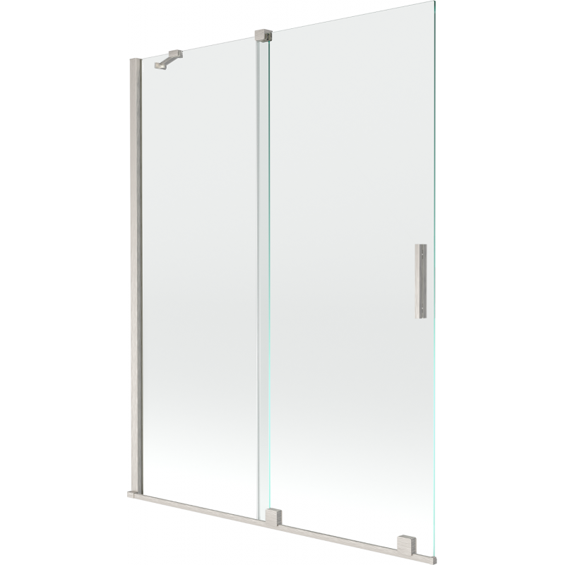 Mexen Velar 2-delad skjutbar badrumsskärm 130 x 150 cm, transparent, borstad nickel - 896-130-000-01-97