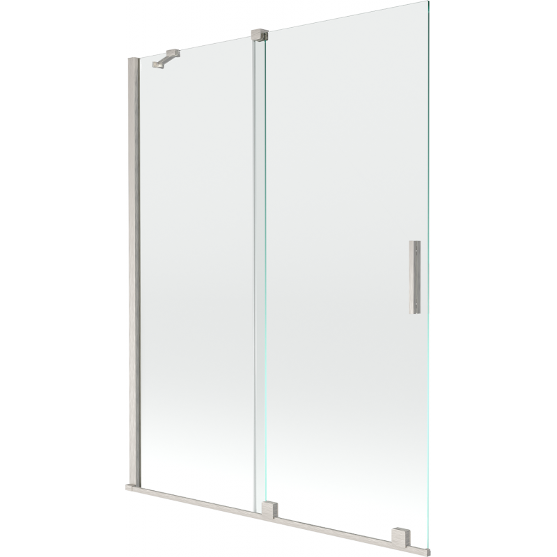 Mexen Velar Duschabtrennung 2-flügelig verschiebbar 130 x 150 cm, transparent, gebürsteter Nickel - 896-130-000-01-97