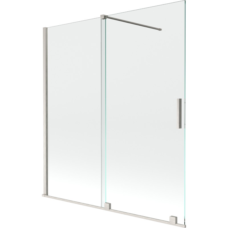 Mexen Velar 2-osaline vannisein, lükanduks 150 x 150 cm, läbipaistev, harjatud nikkel - 896-150-000-01-97