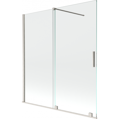 Mexen Velar Badewannenwand 2-flügelig verschiebbar 150 x 150 cm, transparent, gebürsteter Nickel - 896-150-000-01-97