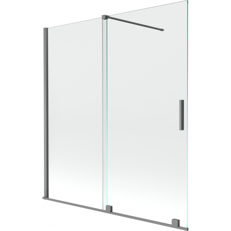 Mexen Velar dvokrilni klizni pregradni paravan 150 x 150 cm, proziran, gun metal - 896-150-000-01-95