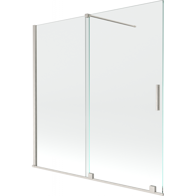 Mexen Velar 2-flügelige Badewannenfaltwand 160 x 150 cm, transparent, gebürstetes Nickel - 896-160-000-01-97