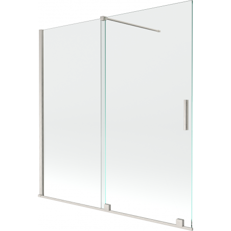 Mexen Velar 2-flügelige Badewannenfaltwand 160 x 150 cm, transparent, gebürstetes Nickel - 896-160-000-01-97