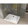Mexen Omega bīdāma dušas kabīne 140 x 100 cm, caurspīdīga, zelta + Flat dušas paliktnis - 825-140-100-50-00-4010