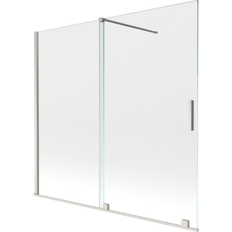 Mexen Velar 2-tiivaline lükandvannisein 170 x 150 cm, läbipaistev, harjatud nikkel - 896-170-000-01-97