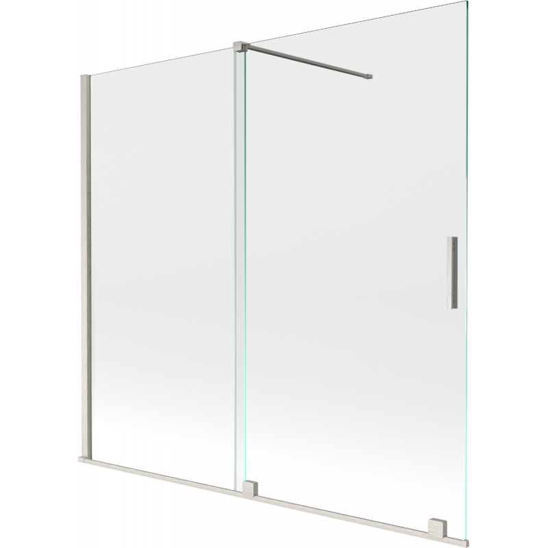 Mexen Velar Wannenwand 2-flügelig, verschiebbar 170 x 150 cm, transparent, gebürstetes Nickel - 896-170-000-01-97