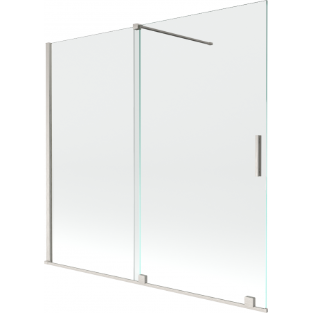 Mexen Velar Wannenwand 2-flügelig, verschiebbar 170 x 150 cm, transparent, gebürstetes Nickel - 896-170-000-01-97