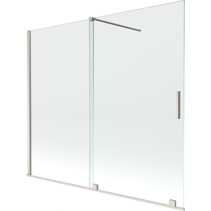 Mexen Velar 2-flügelige Badewannenabtrennung, Schiebetür 180 x 150 cm, transparent, gebürsteter Nickel - 896-180-000-01-97