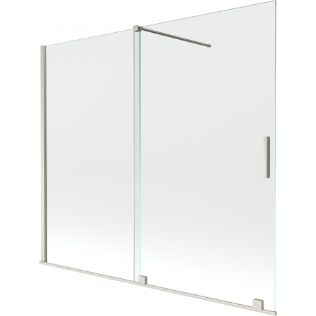 Mexen Velar 2-flügelige Badewannenabtrennung, Schiebetür 180 x 150 cm, transparent, gebürsteter Nickel - 896-180-000-01-97
