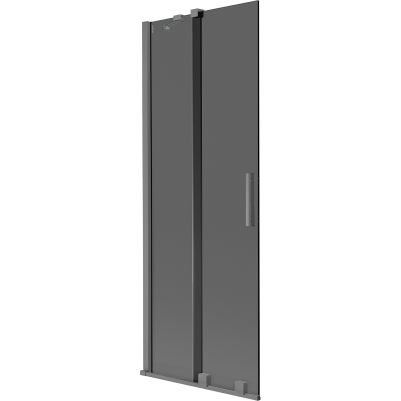 Mexen Velar 2-flügelige verschiebbare Badewannenabtrennung 70 x 150 cm, Graphit, Gun Metal - 896-070-000-41-95