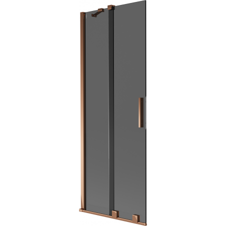 Mexen Velar Badewannenwand 2-flügelig verschiebbar 75 x 150 cm, Graphit, Roségold - 896-075-000-41-60