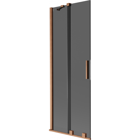Mexen Velar 2-flügelige, verschiebbare Badewannenfaltwand 75 x 150 cm, Graphit, gebürstetes Kupfer - 896-075-000-41-65