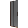 Mexen Velar 2-flügelige, verschiebbare Badewannenfaltwand 75 x 150 cm, Graphit, gebürstetes Kupfer - 896-075-000-41-65