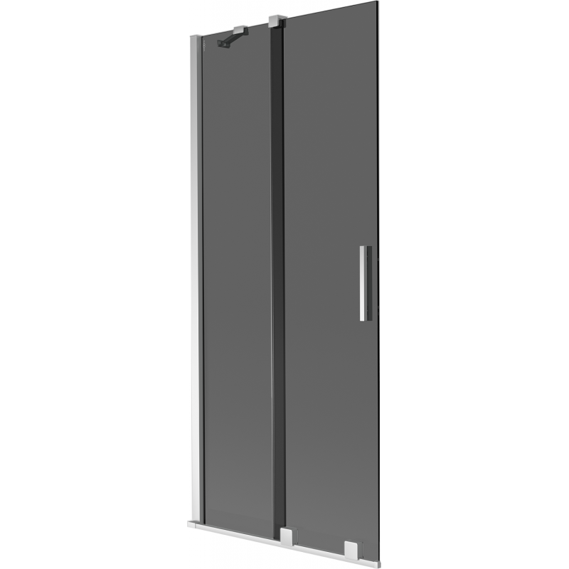 Mexen Velar 2-flügelige Schiebewand für Badewanne 80 x 150 cm, Graphit, Chrom - 896-080-000-41-01