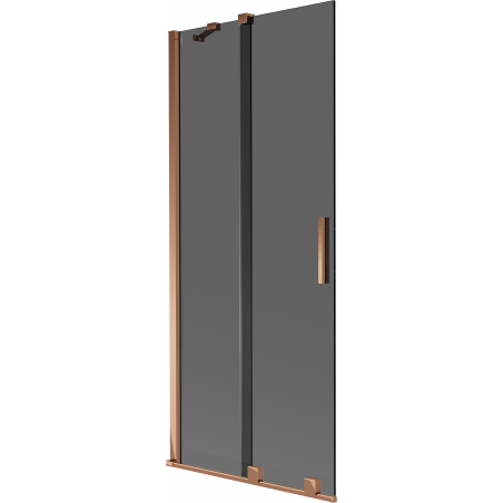 Mexen Velar Badewannenabtrennung 2-flügelig verschiebbar 80 x 150 cm, Graphit, Roségold - 896-080-000-41-60