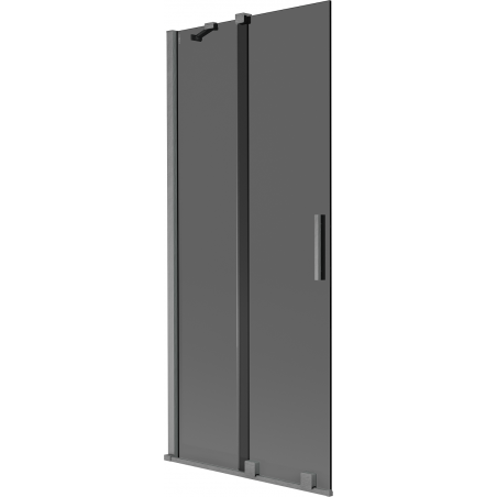 Mexen Velar Duschwand, 2-flügelig, verschiebbar 80 x 150 cm, Graphit, gebürstetes Gun Gray - 896-080-000-41-66