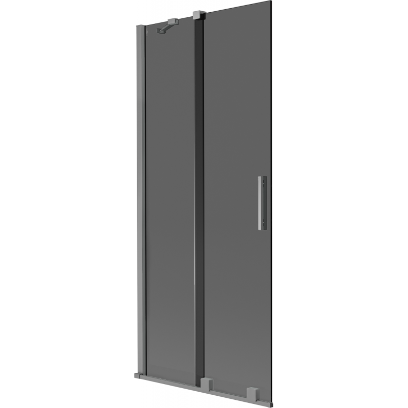 Mexen Velar Badewannenabtrennung 2-flügelig verschiebbar 80 x 150 cm, Grafit, Gun Metal - 896-080-000-41-95