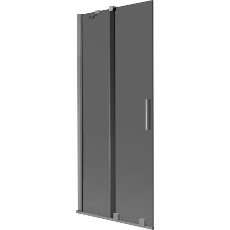 Mexen Velar Badewannenabtrennung 2-flügelig verschiebbar 80 x 150 cm, Grafit, Gun Metal - 896-080-000-41-95