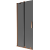 Mexen Velar badwand twee-delige schuifbaar 85 x 150 cm, grafiet, roze goud - 896-085-000-41-60