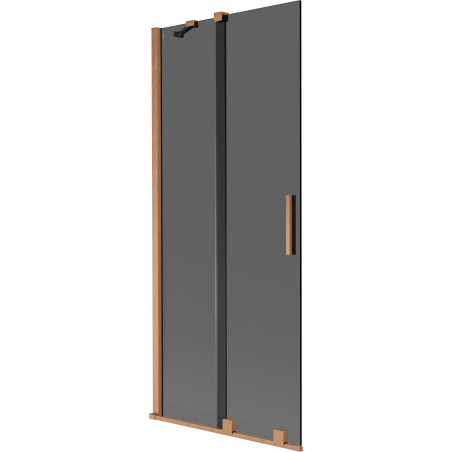Mexen Velar 2-panel sliding bath screen 85 x 150 cm, graphite, brushed copper - 896-085-000-41-65