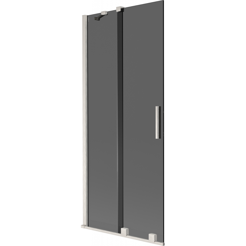 Mexen Velar 2-flügelige, verschiebbare Badewannenwand 85 x 150 cm, Graphit, gebürstetes Nickel - 896-085-000-41-97