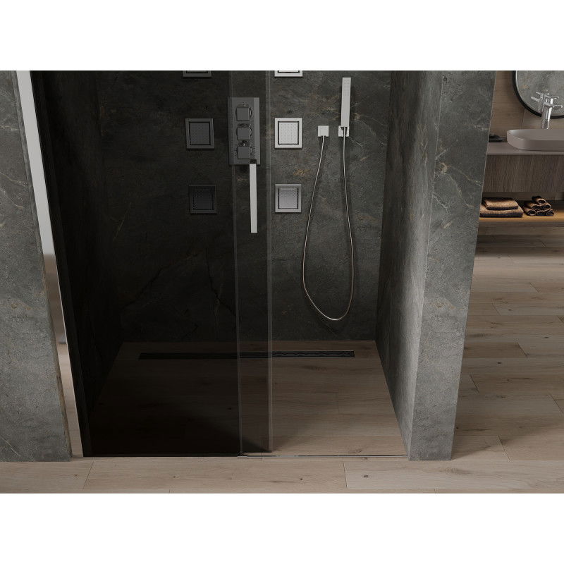 Mexen Omega puertas de ducha correderas 140 cm, grafito, cromo - 825-140-000-01-40