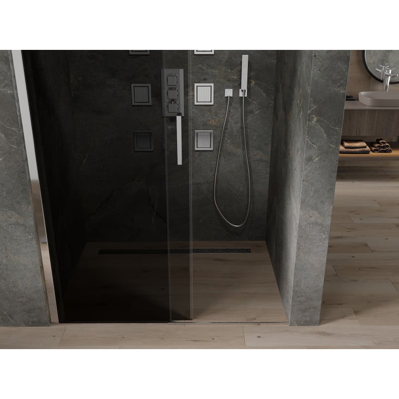 Mexen Omega Schiebetür Dusche 140 cm, Graphit, Chrom - 825-140-000-01-40