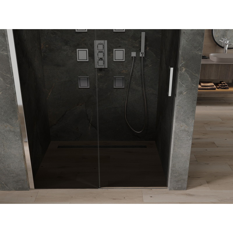 Mexen Omega 150 cm sliding shower door, graphite, chrome - 825-150-000-01-40