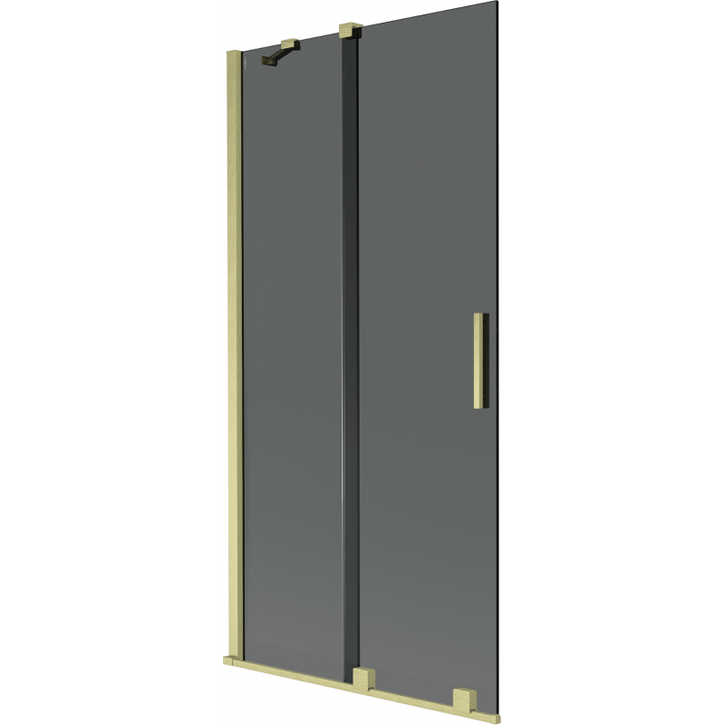 Mexen Velar Badewannen-Abtrennung 2-flügelig, verschiebbar 95 x 150 cm, Grafit, gebürstet Gold - 896-095-000-41-55