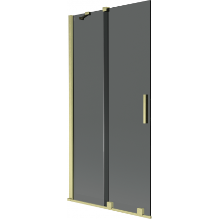 Mexen Velar Badewannen-Abtrennung 2-flügelig, verschiebbar 95 x 150 cm, Grafit, gebürstet Gold - 896-095-000-41-55
