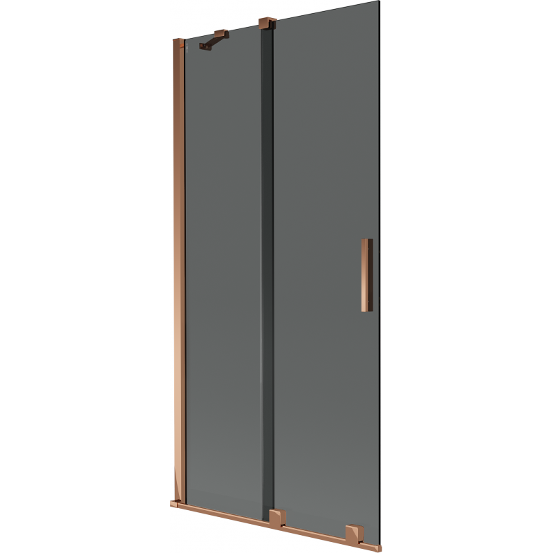 Mexen Velar 2-delige schuifbare badkamerscherm 95 x 150 cm, grafiet, roze goud - 896-095-000-41-60